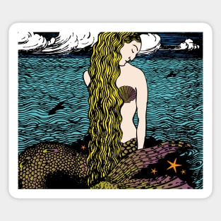 Mermaid by the Ocean | Vintage Mermaids | Sticker